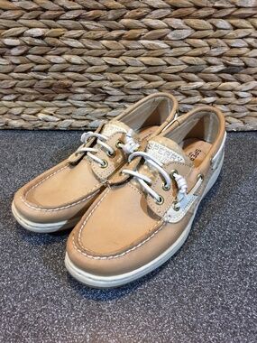 Sperry Top-Sider Tan and Beige Leather Boat Shoes